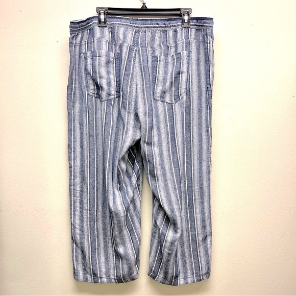 DASH Women's Stripe Linen boho Pants elastic waist high rise size L - Picture 5 of 8